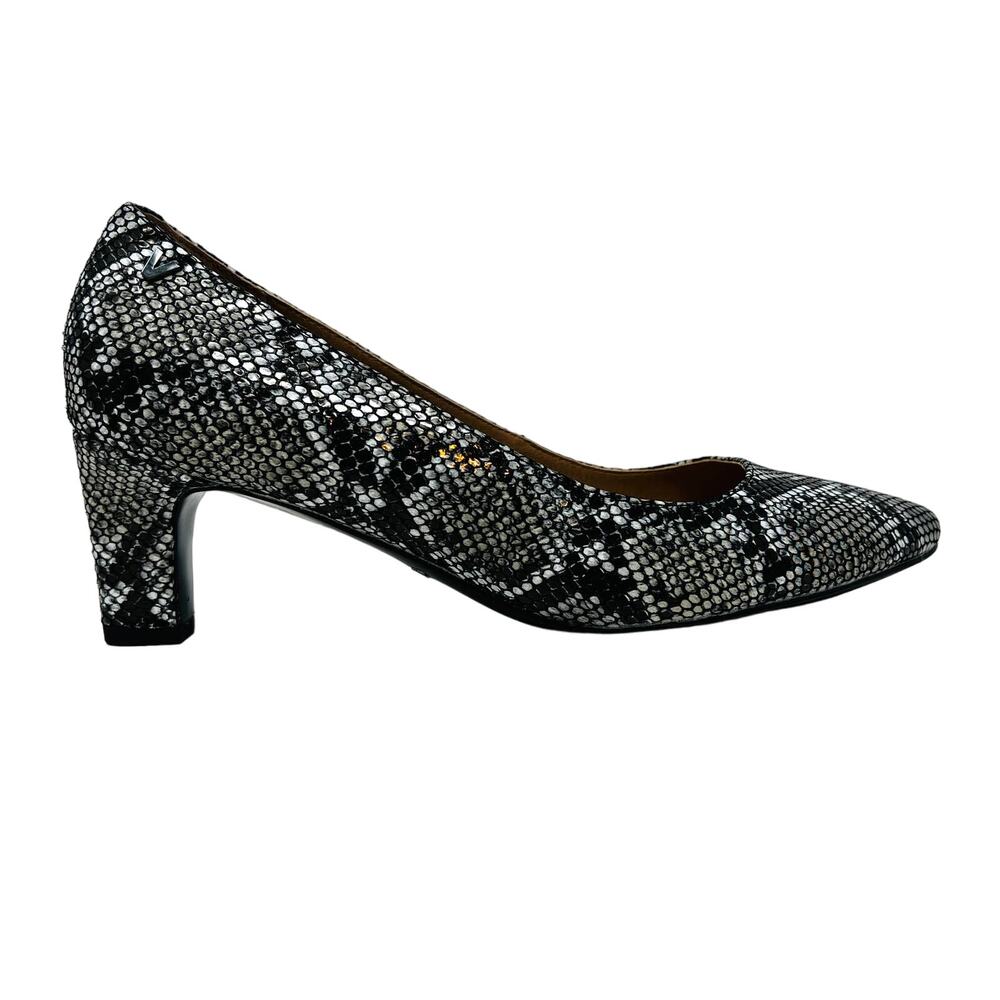 NEW! Vionic Mia Snakeskin Pumps 2" Heel Black Grey Rounded Toe - 6.5